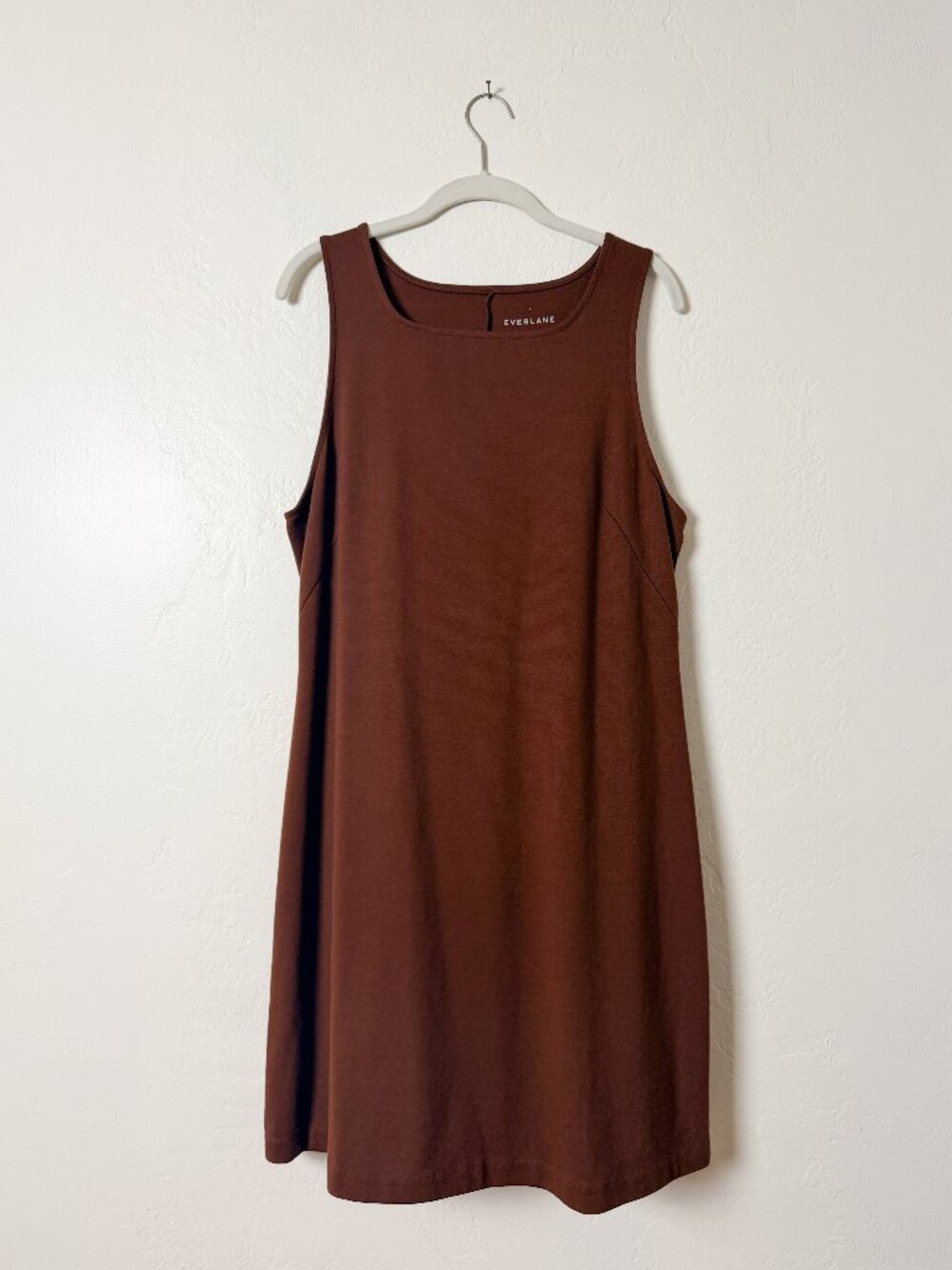 Everlane Rust Brown Cotton Square Neck Dress Size L